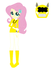 Size: 442x608 | Tagged: safe, color edit, edit, fluttershy, human, equestria girls, g4, boots, clothes, colored, gloves, power rangers, shoes, simple background, solo, white background, yellow ranger