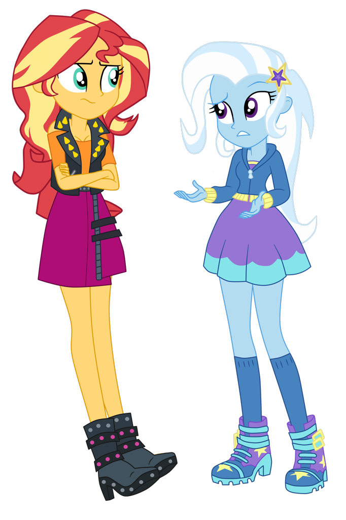 3162204 Safe Artist Gmaplay Sunset Shimmer Trixie Human