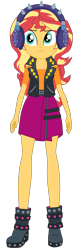 Size: 1900x5791 | Tagged: safe, artist:gmaplay, sunset shimmer, human, equestria girls, g4, my little pony equestria girls: better together, overpowered (equestria girls), angry, headphones, simple background, solo, sunset shimmer is not amused, transparent background, unamused