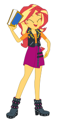 Size: 1900x4081 | Tagged: safe, artist:gmaplay, sunset shimmer, human, equestria girls, equestria girls specials, g4, my little pony equestria girls: better together, my little pony equestria girls: forgotten friendship, book, implied wallflower blush, simple background, solo, transparent background