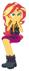 Size: 1900x4584 | Tagged: safe, artist:gmaplay, sunset shimmer, human, dashing through the mall, equestria girls, equestria girls specials, g4, my little pony equestria girls: better together, my little pony equestria girls: holidays unwrapped, seductive, seductive look, seductive pose, simple background, sitting, solo, transparent background