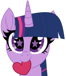 Size: 1860x2140 | Tagged: safe, artist:starshade, artist:twilyisbestpone, twilight sparkle, pony, unicorn, g4, adorkable, base used, cute, dork, female, heart, hnnng, looking at you, mare, mouth hold, simple background, solo, starry eyes, transparent background, twiabetes, unicorn twilight, weapons-grade cute, wingding eyes