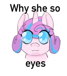 Size: 652x736 | Tagged: safe, artist:luna_mcboss, princess flurry heart, alicorn, pony, g4, :3, baby, baby pony, big eyes, female, filly, foal, meme, pink coat, pink hair, simple background, solo, special eyes, white background