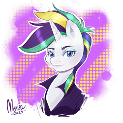 Size: 2048x2048 | Tagged: safe, artist:merisa, rarity, pony, unicorn, g4, alternate hairstyle, clothes, eyeshadow, fanart, female, high res, makeup, mare, punk, raripunk, signature, solo