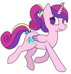 Size: 1544x1604 | Tagged: safe, artist:reponer, derpibooru exclusive, princess cadance, alicorn, pony, g4, colored, female, filly, filly cadance, flat colors, pink fur, simple background, solo, teen princess cadance, teenager, transparent background, trotting, young cadance, younger
