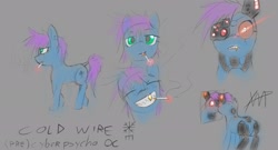 Size: 1920x1037 | Tagged: safe, artist:anonixar, oc, oc:cold wire, earth pony, pony, cyberpunk, solo