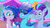 Size: 3072x1727 | Tagged: safe, screencap, arpeggia, fretlock, jam donut, pegasus, pony, diva and conquer, g5, my little pony: tell your tale, spoiler:g5, spoiler:my little pony: tell your tale, spoiler:tyts01e56, electric blue (g5), eyeliner, female, glasses, grin, makeup, male, mare, smiling, stallion, trio