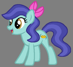 Size: 368x341 | Tagged: safe, artist:star polaris and friends, derpibooru exclusive, scribble pad, earth pony, pony, g4, base used, bow, female, gray background, headcanon, mare, older, older scribble pad, simple background, smiling, solo, standing