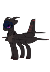 Size: 896x1280 | Tagged: safe, artist:andromailus, oc, oc only, oc:wyvern, original species, plane pony, female, horns, lidded eyes, looking at you, plane, simple background, smiling, solo, transparent background, u-2