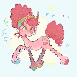 Size: 2048x2048 | Tagged: safe, artist:puppetizer, pinkie pie, earth pony, pony, g4, alternate cutie mark, alternate design, alternate hairstyle, colored hooves, ear fluff, ear piercing, earring, hairband, high res, jewelry, piercing, redesign, solo