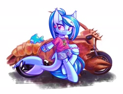 Size: 1887x1443 | Tagged: safe, artist:sidruni, oc, oc only, original species, pony, motorcycle, simple background, solo, white background