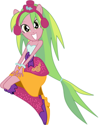 Size: 828x1041 | Tagged: safe, artist:ajosterio, lemon zest, human, equestria girls, g4, bare shoulders, boots, clothes, female, hair tie, high heel boots, ponied up, shoes, simple background, sleeveless, solo, strapless, transparent background