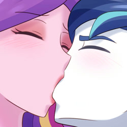 Size: 750x750 | Tagged: safe, artist:riouku, alumnus shining armor, dean cadance, princess cadance, shining armor, human, equestria girls, g4, blushing, commission, cropped porn, duo, eyes closed, female, french kiss, kiss on the lips, kissing, male, ship:shiningcadance, shipping, straight