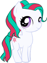 Size: 644x869 | Tagged: safe, artist:catachromatic, sweet snowflake, earth pony, pony, g2, g4, closed mouth, cute, female, filly, foal, g2 to g4, generation leap, ponytail, simple background, smiling, solo, standing, transparent background
