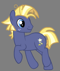 Size: 548x644 | Tagged: safe, artist:star polaris and friends, derpibooru exclusive, star tracker, earth pony, pony, g4, base used, blue eyes, cute, freckles, gray background, male, older, older star tracker, simple background, smiling, solo, stallion, trackerbetes, trotting, turned head