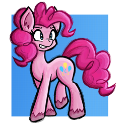 Size: 890x890 | Tagged: safe, artist:daze, pinkie pie, earth pony, pony, g4, dithering, female, grin, mare, pixel-crisp art, ponk, simple background, smiling, solo, transparent background