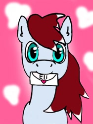 Size: 600x800 | Tagged: safe, anonymous artist, oc, oc:lönn, pony, letter, mouth hold, op is nice, solo, thank you op