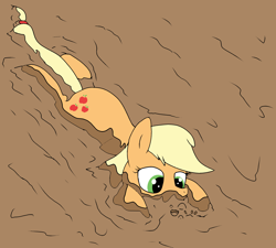 Size: 2000x1800 | Tagged: safe, artist:amateur-draw, applejack, earth pony, pony, g4, blowing bubbles, covered in mud, female, lying down, mare, mud, mud bath, mud play, mud pony, muddy, pig pen, solo, wet and messy