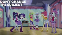 Size: 2000x1125 | Tagged: safe, edit, edited screencap, editor:quoterific, screencap, lemon zest, rarity, sci-twi, sour sweet, sugarcoat, sunny flare, twilight sparkle, human, equestria girls, equestria girls specials, g4, my little pony equestria girls: dance magic