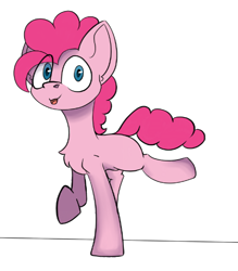 Size: 544x622 | Tagged: safe, artist:cotarsis, pinkie pie, earth pony, pony, g4, chest fluff, female, looking at you, mare, open mouth, open smile, raised hoof, raised leg, simple background, sketch, smiling, solo, standing, three quarter view, white background