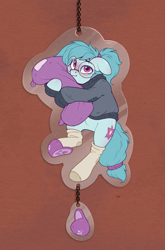 Size: 1614x2446 | Tagged: safe, artist:rexyseven, oc, oc only, oc:whispy slippers, earth pony, pony, clothes, earth pony oc, female, floppy ears, glasses, hug, mare, pillow, pillow hug, slippers, socks, solo, sweater, trinket
