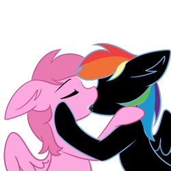 Size: 2000x2000 | Tagged: safe, artist:rusfag, rainbow dash, oc, oc:dark rainbow dash, pegasus, pony, g4, black rainbow dash, drool, duo, eyes closed, female, high res, kiss on the lips, kissing, lesbian, lesbian kiss, pink rainbow dash, recolor, self paradox, selfcest, ship:dashdash, shipping, simple background, transparent background