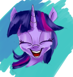 Size: 1819x1916 | Tagged: safe, artist:streamvolume, twilight sparkle, pony, unicorn, g4, eyes closed, female, horn, mare, open mouth, solo