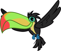 Size: 716x606 | Tagged: safe, artist:lightningbolt, derpibooru exclusive, bird, keel-billed toucan, toucan, g4, .svg available, beak, flying, show accurate, simple background, solo, spread wings, svg, talons, transparent background, vector, wings
