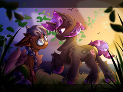 Size: 2000x1500 | Tagged: safe, artist:starcasteclipse, oc, oc only, pegasus, pony, unicorn, commission, duo, sunset