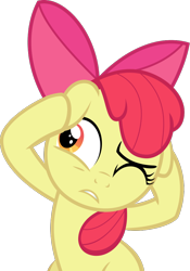 Size: 657x941 | Tagged: safe, artist:catachromatic, apple bloom, earth pony, pony, g4, surf and/or turf, .svg available, covering ears, cringing, female, filly, floppy ears, foal, one eye closed, simple background, sitting, solo, svg, transparent background, vector