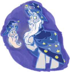 Size: 647x664 | Tagged: safe, artist:gammanullzero, star swirl the bearded, pony, unicorn, g4, beard, bells, facial hair, februpony, hat, partially transparent background, simple background, solo, wizard hat, wizard robe