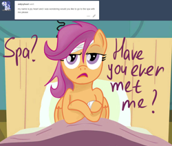 Size: 1100x932 | Tagged: safe, artist:redheadfly, scootaloo, pony, tumblr:ask-adultscootaloo, g4, bandage, older, solo