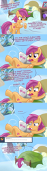 Size: 1100x4008 | Tagged: safe, artist:redheadfly, scootaloo, pony, tumblr:ask-adultscootaloo, g4, bed, computer, laptop computer, older, solo, teary eyes