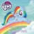 Size: 1948x1949 | Tagged: safe, rainbow dash, pegasus, pony, g4, official, board book, book cover, cloud, cover, day, eyes open, female, flying, get well soon rainbow dash, mare, my little pony logo, open mouth, orchard books, outdoors, rainbow, solo, spread wings, stock vector, text, wings