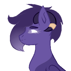 Size: 700x700 | Tagged: safe, artist:thecommandermiky, oc, oc only, oc:miky command, deer, deer pony, hybrid, original species, pegasus, pony, animated, deer oc, horn, horn jewelry, jewelry, non-pony oc, purple eyes, purple hair, purple mane, simple background, solo, transparent background