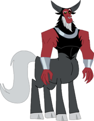 Size: 422x544 | Tagged: safe, artist:nukarulesthehouse1, lord tirek, centaur, taur, frenemies (episode), g4, arms, beard, bracer, cloven hooves, confused, facial hair, full body, horns, male, nose piercing, nose ring, not a vector, paint tool sai, piercing, simple background, solo, transparent background