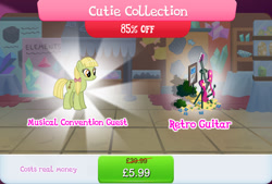 Size: 1268x857 | Tagged: safe, gameloft, idw, earth pony, pony, g4, my little pony: magic princess, official, bow, bundle, bush, costs real money, cutie collection, english, female, guitar, hair bow, idw showified, mare, mobile game, musical instrument, numbers, sale, solo, text, unnamed character, unnamed pony