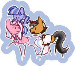 Size: 557x490 | Tagged: safe, artist:gammanullzero, clear sky, quibble pants, wind sprint, earth pony, pegasus, pony, unicorn, g4, februpony, female, leonine tail, male, partially transparent background, ship:quibblesky, shipping, stick pony, straight, tail, trio