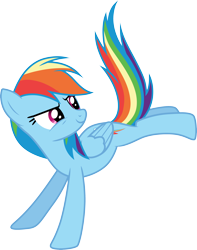 Size: 3000x3812 | Tagged: safe, artist:cloudy glow, rainbow dash, pegasus, pony, g4, .ai available, bucking, female, folded wings, high res, looking back, mare, simple background, smiling, smirk, solo, transparent background, vector, wings
