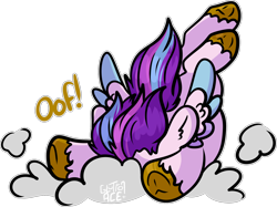 Size: 1592x1189 | Tagged: safe, artist:sexygoatgod, oc, oc only, pegasus, pony, chibi, crash landing, falling, female, simple background, solo, transparent background