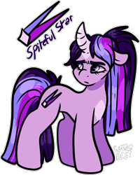 Size: 1216x1522 | Tagged: safe, artist:sexygoatgod, oc, oc only, oc:spiteful star, pony, unicorn, adoptable, concave belly, female, magical lesbian spawn, offspring, parent:starlight glimmer, parent:twilight sparkle, parents:twistarlight, simple background, solo, transparent background
