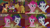 Size: 2000x1125 | Tagged: safe, edit, edited screencap, editor:quoterific, screencap, coriander cumin, pinkie pie, rarity, saffron masala, earth pony, pony, unicorn, g4, my little pony: friendship is magic, spice up your life, bread, couch, food, sitting, smiling, the tasty treat