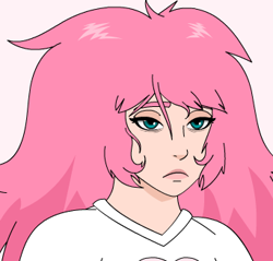 Size: 342x327 | Tagged: safe, artist:mixermike622, oc, oc only, oc:fluffle puff, human, pony, bust, female, frown, humanized, humanized oc, messy hair, missing accessory, no glasses, solo, tired, tired eyes