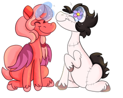 Size: 2500x2000 | Tagged: safe, artist:euspuche, oc, oc only, pony, unicorn, artfight, duo, happy, high res, simple background, smiling, transparent background