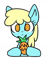 Size: 1353x1779 | Tagged: safe, artist:rusfag, sassaflash, pony, g4, food, fruit, looking at you, pineapple, simple background, solo, white background