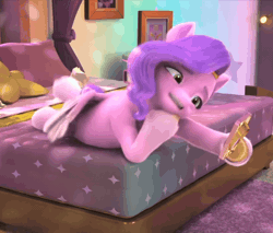 Size: 1270x1080 | Tagged: safe, screencap, pipp petals, zipp storm, pegasus, pony, a little horse, g5, my little pony: make your mark, my little pony: make your mark chapter 4, spoiler:g5, spoiler:my little pony: make your mark, spoiler:my little pony: make your mark chapter 4, spoiler:mymc04e06, animated, bed, bedroom, book, cellphone, cough, coughing, cropped, curtains, female, filly, filly pipp petals, filly zipp storm, funny, gif, mare, out of context, phone, pillow, pipp petals is best facemaker, sick, solo, stained glass, textbook, window, younger