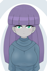 Size: 1668x2496 | Tagged: safe, artist:batipin, maud pie, human, equestria girls, g4, abstract background, big breasts, breasts, busty maud pie, female, looking at you, solo