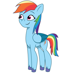 Size: 1800x1800 | Tagged: safe, artist:prixy05, rainbow dash, pegasus, pony, g4, g5, my little pony: tell your tale, colored wings, concave belly, g4 to g5, generation leap, hooves, simple background, slender, solo, thin, transparent background, two toned wings, unshorn fetlocks, vector, wings