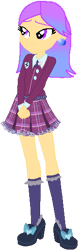 Size: 171x547 | Tagged: safe, artist:rainbowstarcolour262, oc, oc only, oc:white sage, human, equestria girls, g4, clothes, crystal prep academy uniform, ear piercing, earring, female, jewelry, lidded eyes, piercing, plaid skirt, pleated skirt, purple eyes, school uniform, shirt, shoes, simple background, skirt, socks, solo, transparent background, two toned hair, unamused