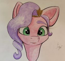 Size: 1748x1665 | Tagged: safe, artist:engi, pipp petals, pegasus, pony, g5, adorapipp, crown, cute, female, jewelry, regalia, simple background, solo, traditional art, watercolor painting